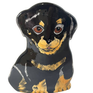 Vintage Nina Lyman Dog Rottweiler Vase